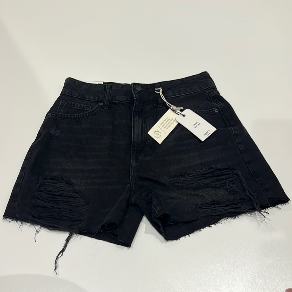 Forever 21 Black Distressed Mom Short